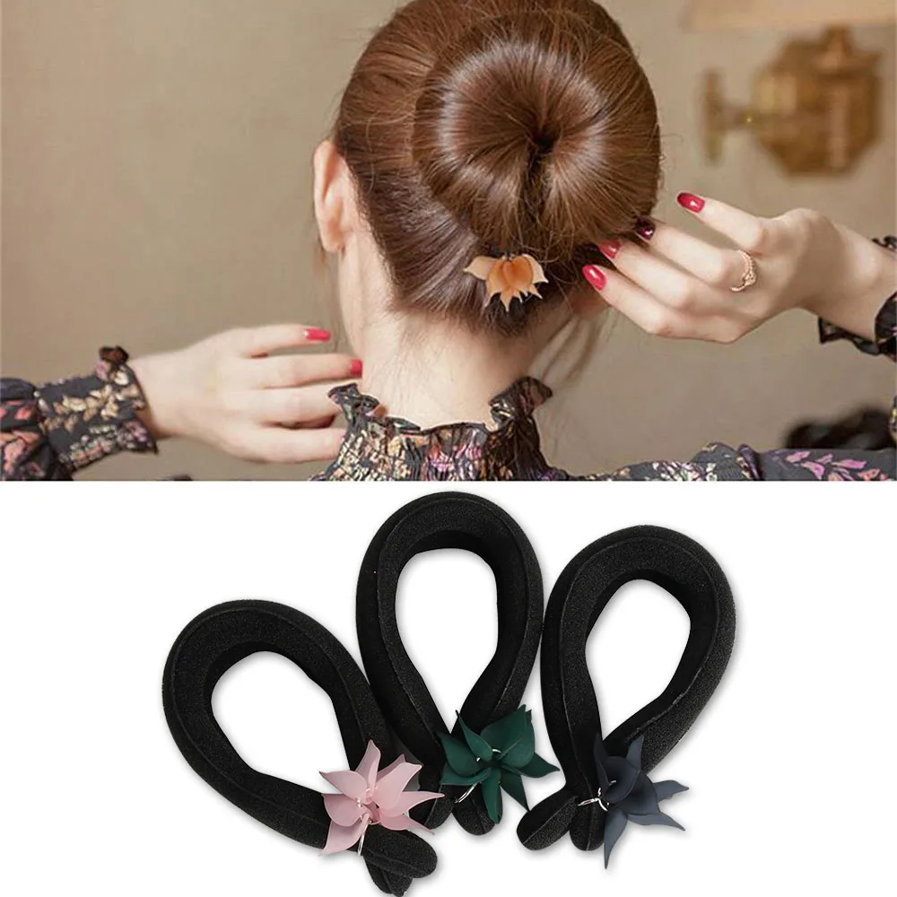 1pc Women Flower Twist Foam Sponge Hairdisk Magic Donut Quick Bun