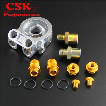 

Aluminum AN10 Oil Filter Cooler Sandwich Plate Adapter Thermostat w/80 Deg 176 F