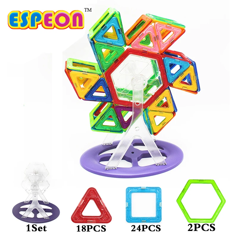 

45 PCS Big Size Magnetic Designer Construction Set 3D DIY Building blocks Bricks Square Triangle Educational Brick Magnetic Toys