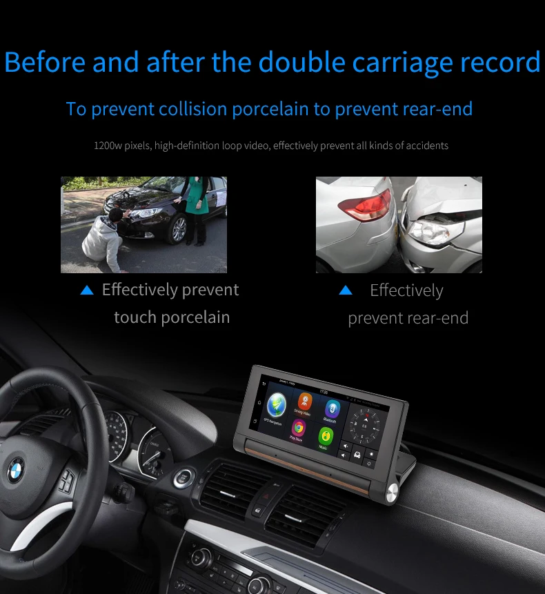 Excellent 7"  Android Car DVR 3G Wifi Dash Cam Video Auto Recorder 16GB ROM 1080P Dual Lens Camera GPS Navigation 7