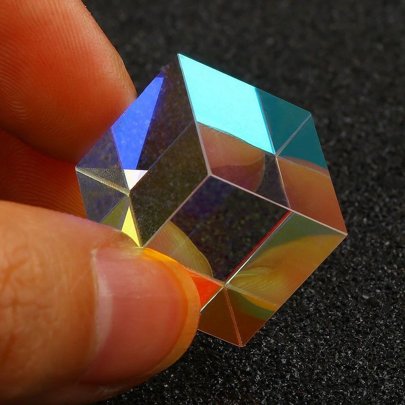 Cube Defective Cross Dichroic Prism RGB Combiner Splitter Glass Decor Ornament New