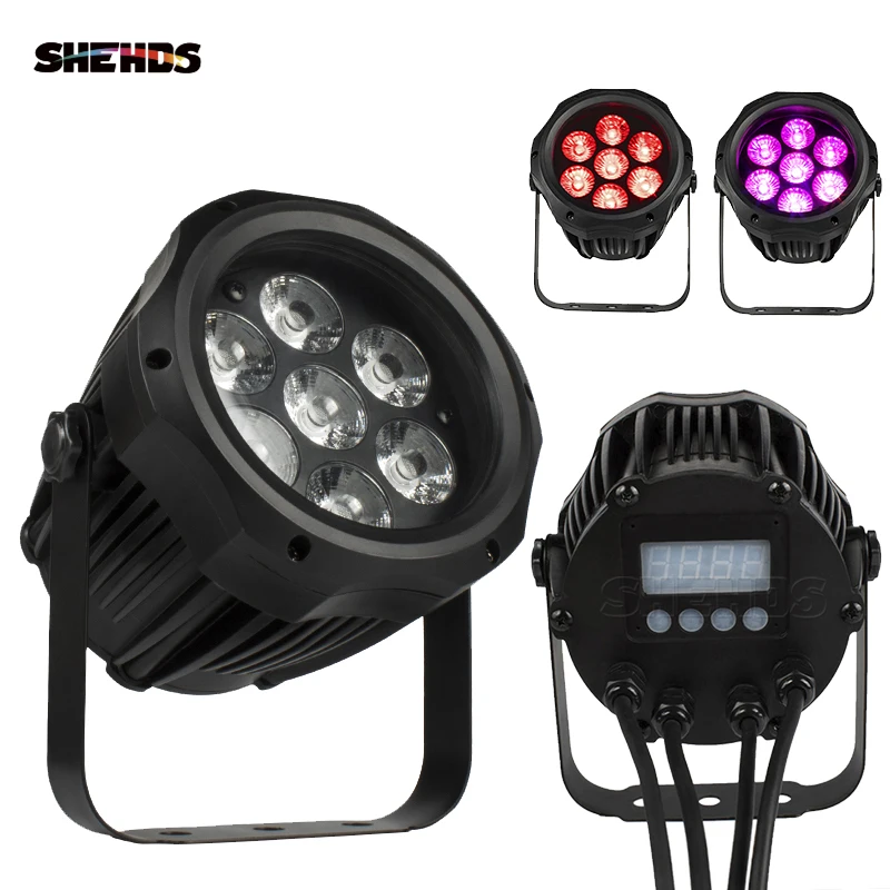

SHEHDS New Aluminum IP65 Waterproof 7x12W RGBW LED Par Lights For DJ Club Stage Lighting Party Disco Effect Sopt/Park lighting