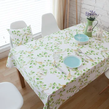 

Hot Sale cotton fabric Cushion Leaves birds Tablecloth For Wedding Party Home Table cotton Cloth Cover Textile Decoration