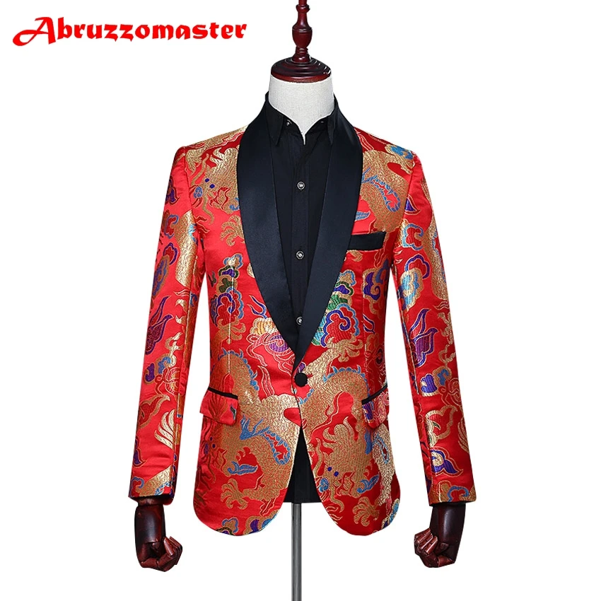 

Animal Print Suit Jacket Red Print Suit Blazer Shawl Lapel Man Jacket Custom Made Man Top Tailor Suit Blazer (Jacket+p