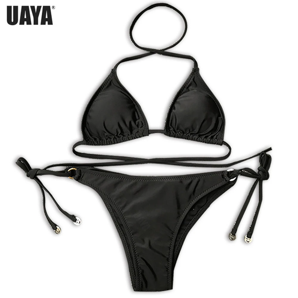 

New 2019 summer Women Solid color Bikini Set Hanging neck Swimwear Swimsuit sexy Brazilian Bathing female Beachwear Biquini