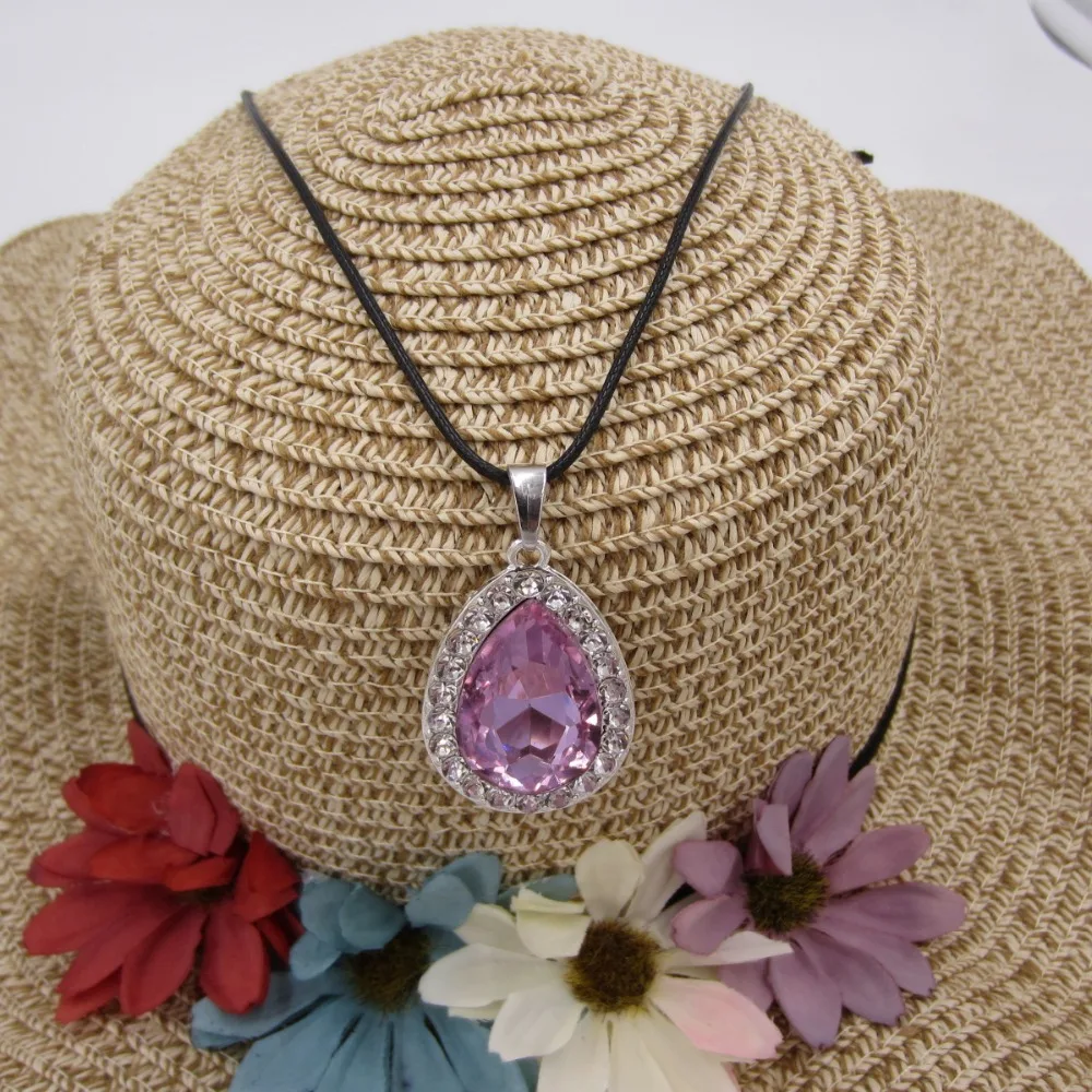 Блестящее фиолетовое ожерелье с подвеской-каплей принцессы Софии для девочек, первое платье, комплекты из искусственной кожи, амулеты, ожерелье, ювелирные изделия