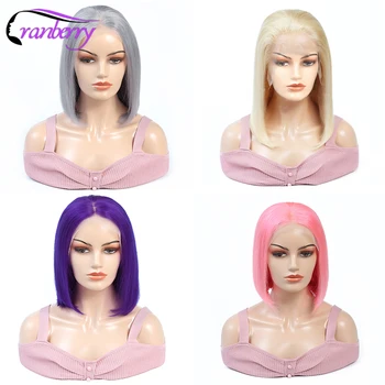 

Cranberry Remy Brazilian13X4 Lace Front Human Hair Wigs Straight Lace Front Wig Bob Wig 613 Wig Grey Wig Purple Wig Pink Wig