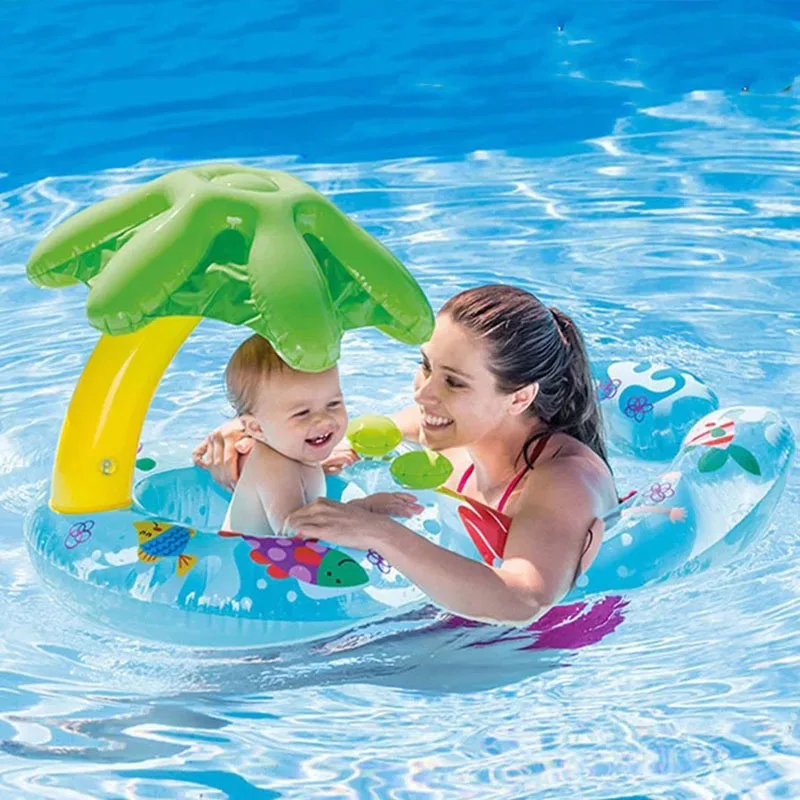 

Children's first swim float Baby Swim Ring with sunshade mother and child combo water safe ring baby Floating Toys M.J LIUNIAN