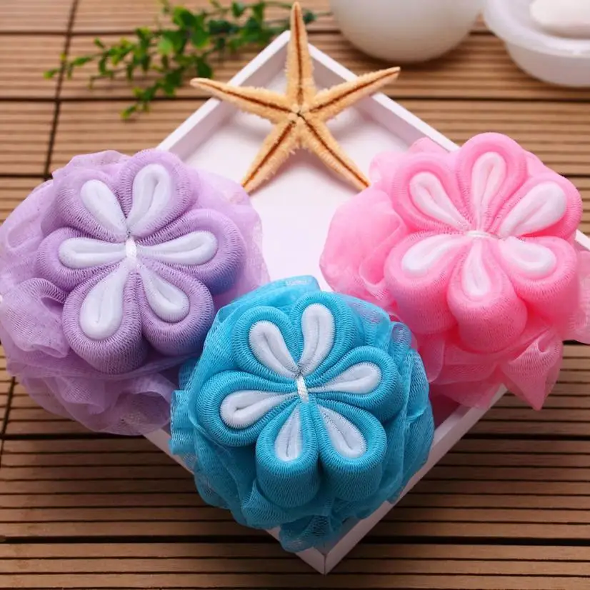 Bath Flower Shower Scrubber Ball Sponge Body Exfoliating Mesh Puff