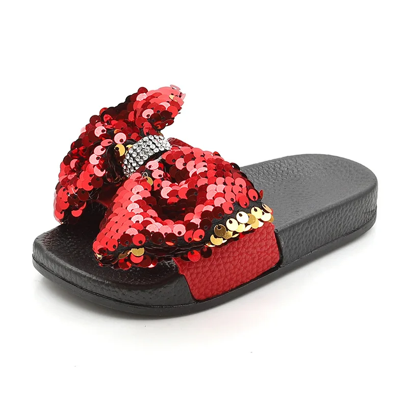 Летние модные домашние Вьетнамки для малышей, пляжные сандалии для детей, летние шлепанцы для девочек, новая забавная обувь для малышей - Цвет: Красный