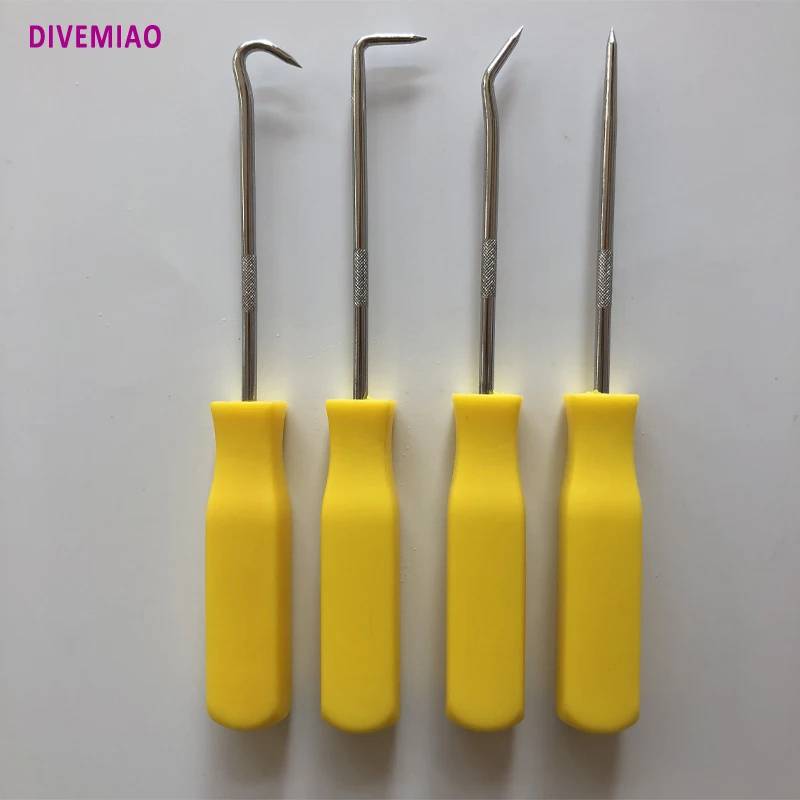 

SCUBA dive tools O-Ring pick tools set 4 pieces different style pick set Four Angles O ring sealed screwdriver Yellow Hook set