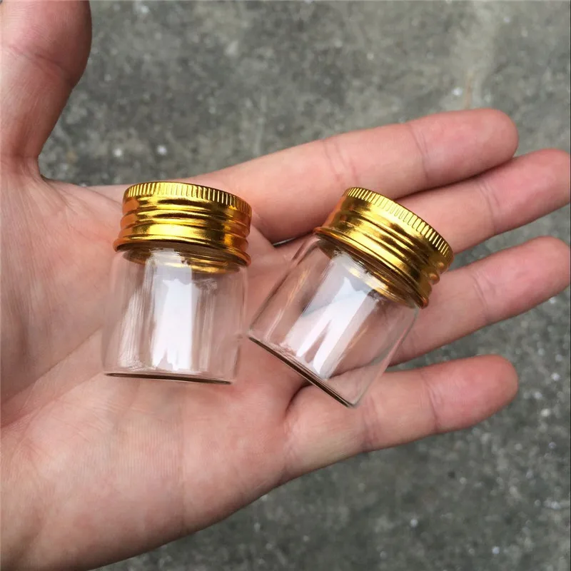 30x40x21mm 15ml Mini Glass Bottles With Aluminium Screw Cap Empty Bottles Golden Metal Lids Glass Vials Jars 50pcs4