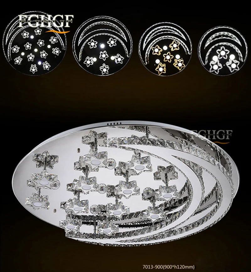 Modern led crystal chandelier light moon star crystal Flush Mounted Chandeliers lamp living room Lustres for Bedroom Dining room (1)
