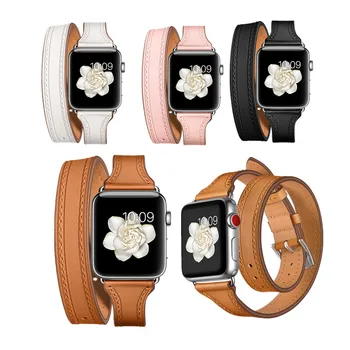 

Double Loop Genuine Leather Band Straps for Apple Watch 38mm 42mm 40mm 44mm Bracelet Belt for IWatch Series 5/4/3/2/1 Watchband