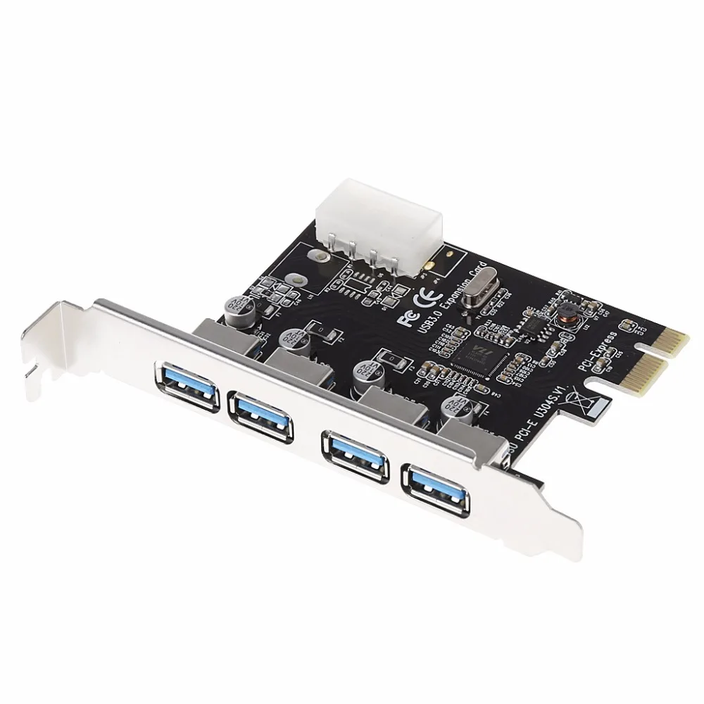 4 Port PCI-E to USB 3.0 HUB PCI Express Expansion Card Adapter 5 Gbps Speed For Desktop Computer Components Brand New