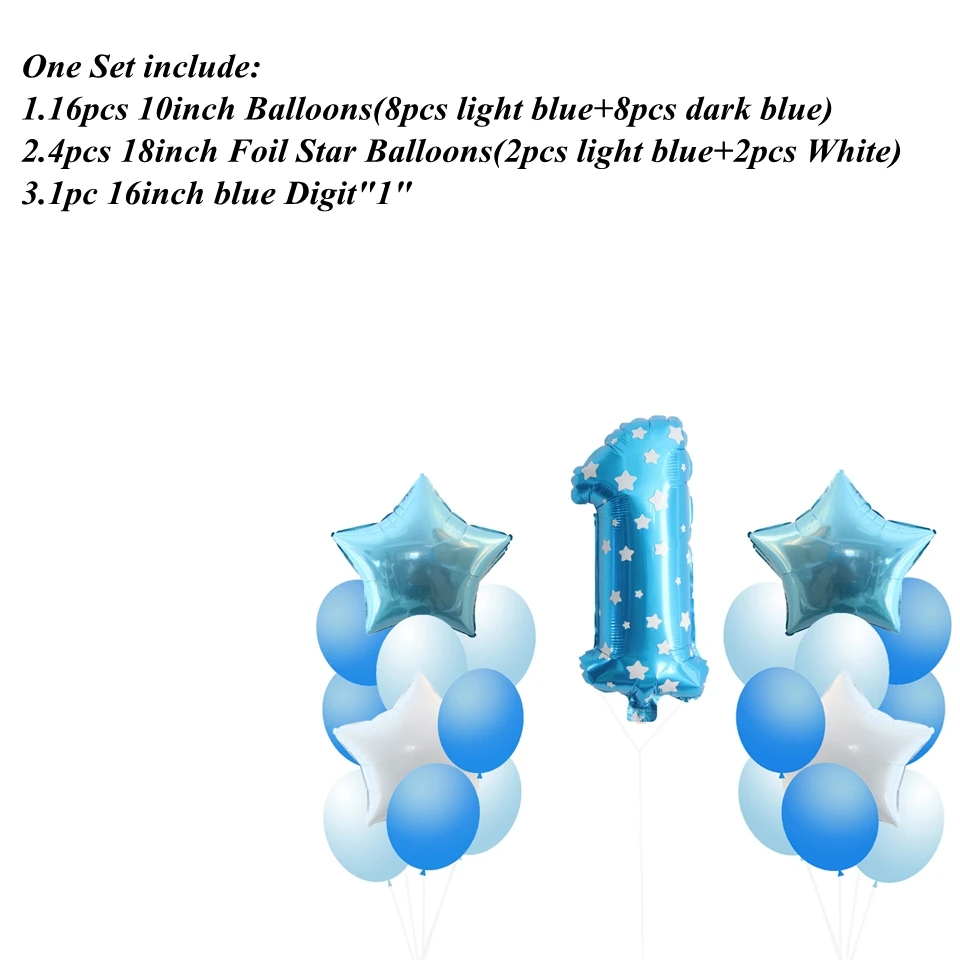 1 Набор воздушных шаров на 1-й/2-й день рождения воздушные шары вечерние сувениры детские игрушки Сделай Сам День рождения/Свадебная вечеринка украшения для детского душа - Цвет: Blue digit 1 set