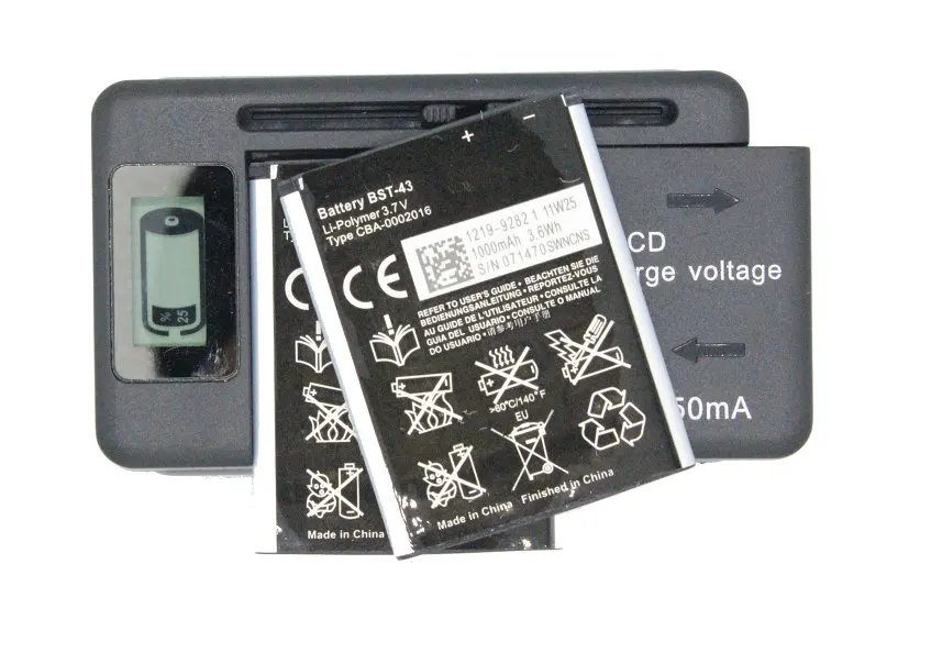 2x1000mAh BST 43 / BST43 сменный аккумулятор + зарядное устройство с ЖК экраном для WT13I Yari U100