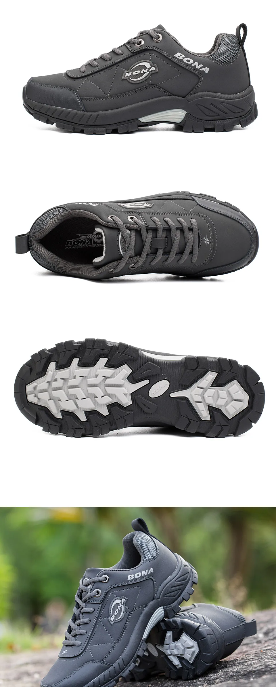 BONA новые типичные Stlye мужские треккинговые ботинки уличные беговые треккинговые кроссовки на шнуровке Мужская Спортивная обувь Удобная