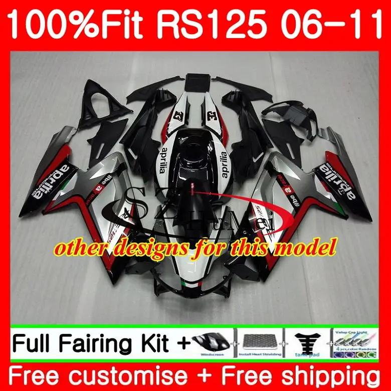 Инъекции для Aprilia RS-125 RS125 06 07 08 09 10 11 80SH. 0 RS4 RSV125 RS 125 2006 2007 2008 2009 2010 2011 обтекателя Repsol черный