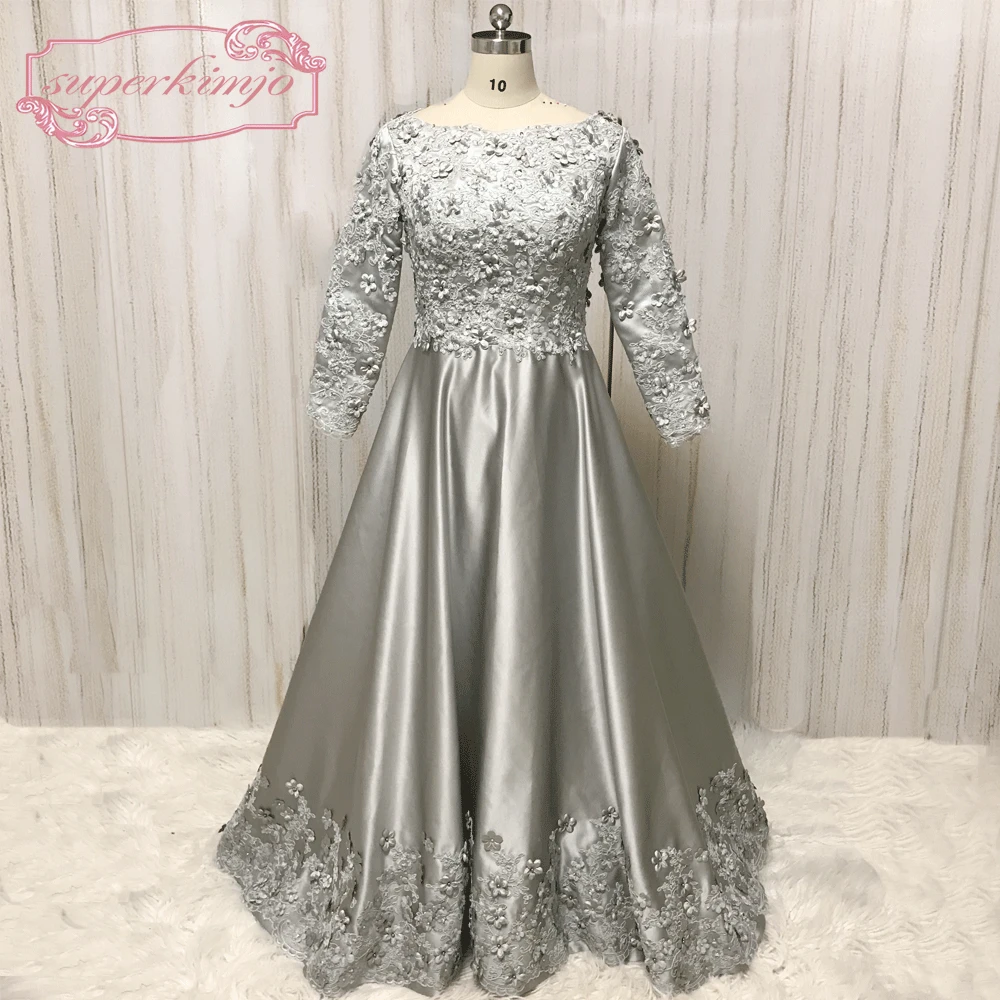 

SuperKimJo 2020 платья для выпускного вечера с длинным рукавом для девочек элегантные мусульманские кружевные платья с аппликацией для выпускного вечера с цветами ручной работы Vestido De Festa