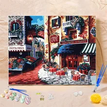 Бескаркасные небольшой город DIY картины маслом по номерам на холсте настенные картины искусство для гостиной украшения дома подарок 806