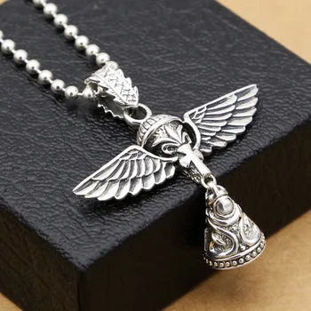 

Wholesale S925 Sterling Silver Jewelry Korean Fashion Cross Waiting Angel Creative Bell Sweater Chain Pendant