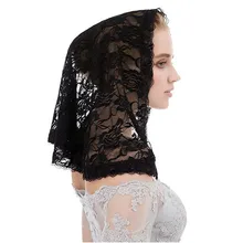 Черная кружевная Фата Мантилья для Church Veil католический Латинской массового головной убор с цветочным рисунком Vela негра вуаль кружева мантилья Блан