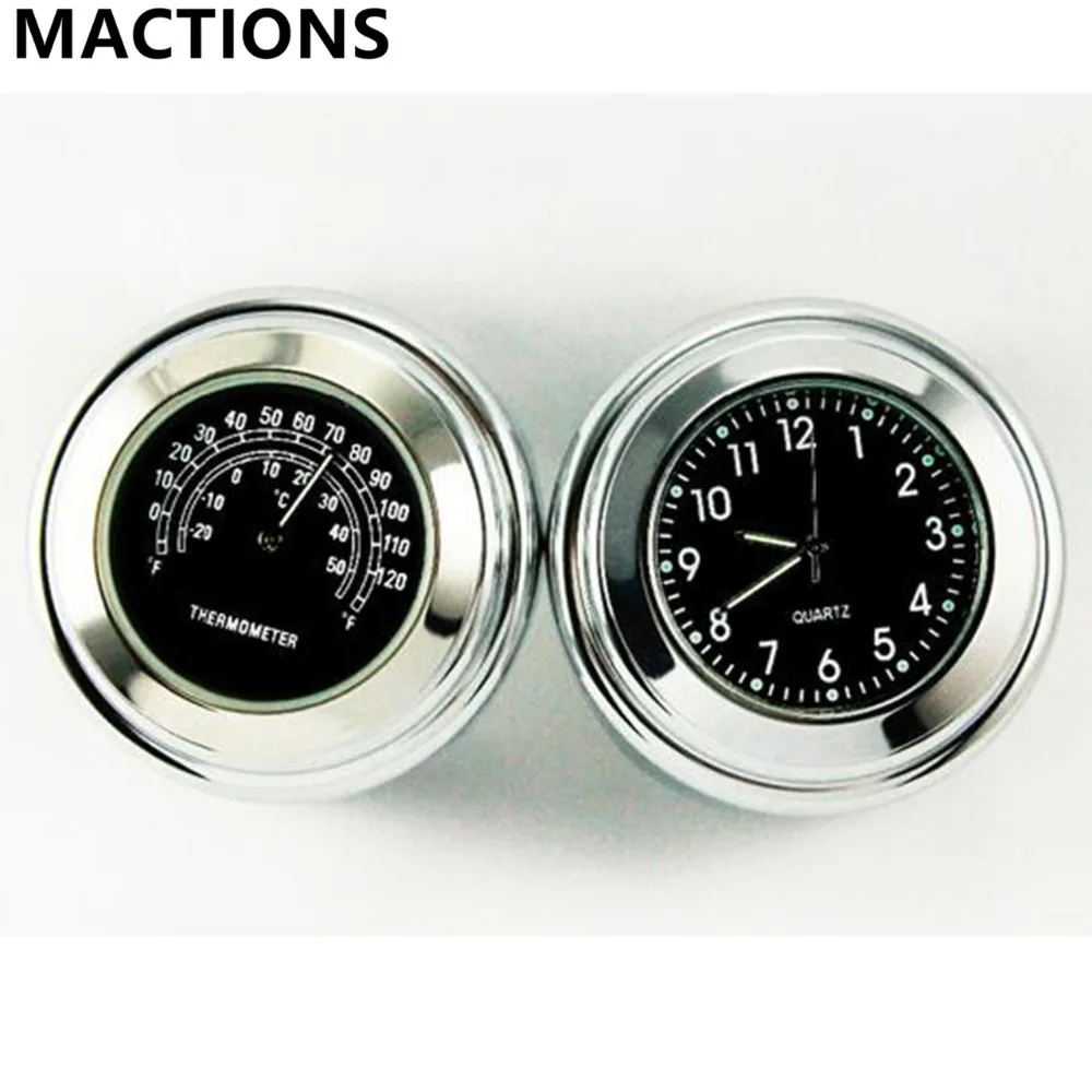 

7/8"- One Set 1 "Motorcycle handlebar Black Dial Clock & Thermometer