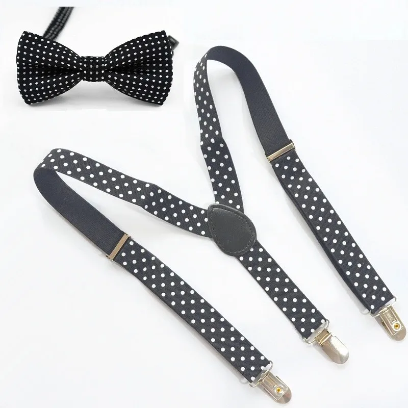Children Kids Dot Bow Ties Boys Girls Suspenders+Bowties For Children