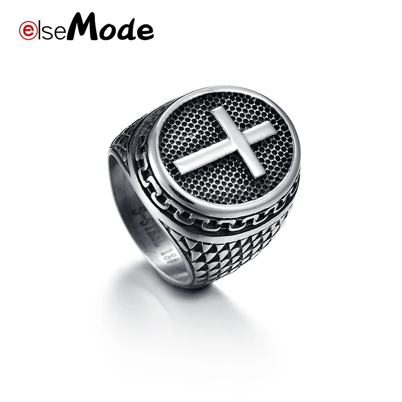 Мужское Винтажное кольцо ELSEMODE в стиле панк рок христианское религиозное