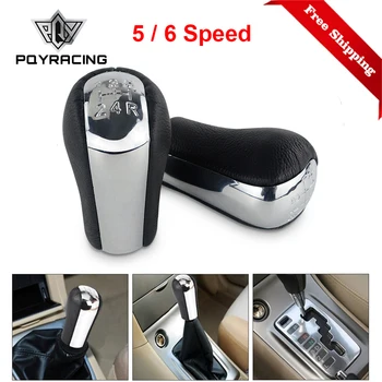 

Chromed PU Leather 5 6 Speed MT Car Gear Shift Knob for TOYOTA Corolla Verso RAV4 Yaris 92-09 Gearshift Shifter Lever Stick Pen