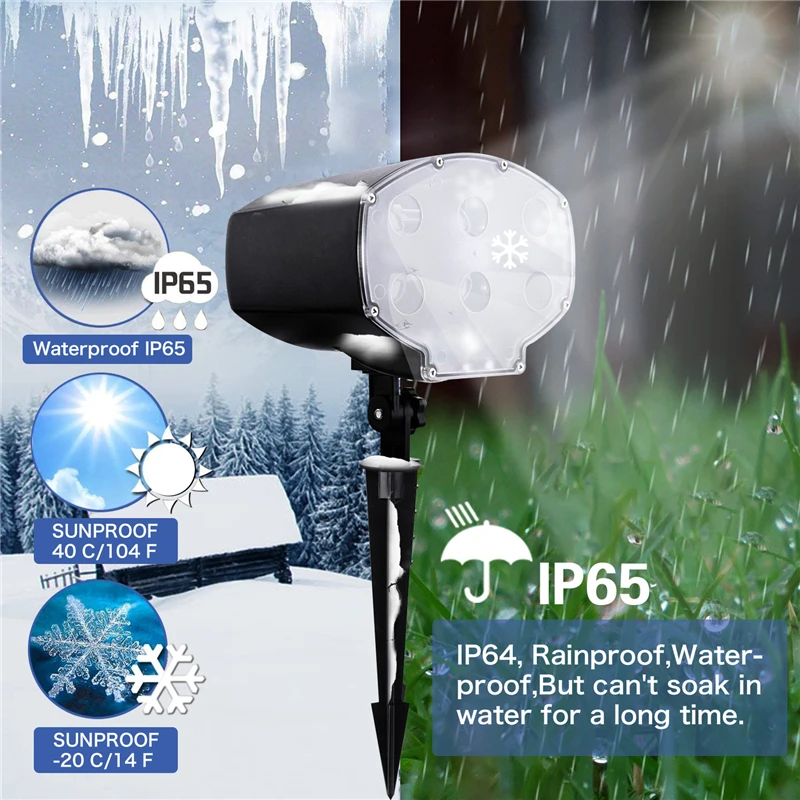 

IP65 LED Christmas Laser Projector Outdoor Moving Snowfall lamp party stage lamp Remote Control with EU/USplug