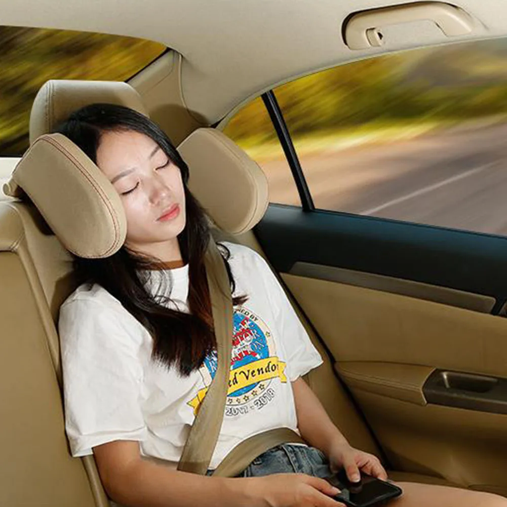 

Support Neck Pillow Auto Shockproof Sleep Cushion Retractable Children Adults Adjustable PU Leather Soft Side Car Seat Headrest
