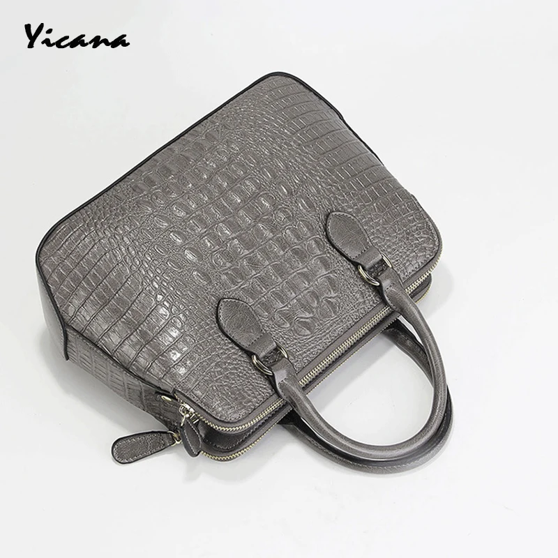 Yicana 2018 Новый стиль из коровьей кожи женские сумки высокого архивов крокодил воск масло коровьей размах плеча сумка-шоппер