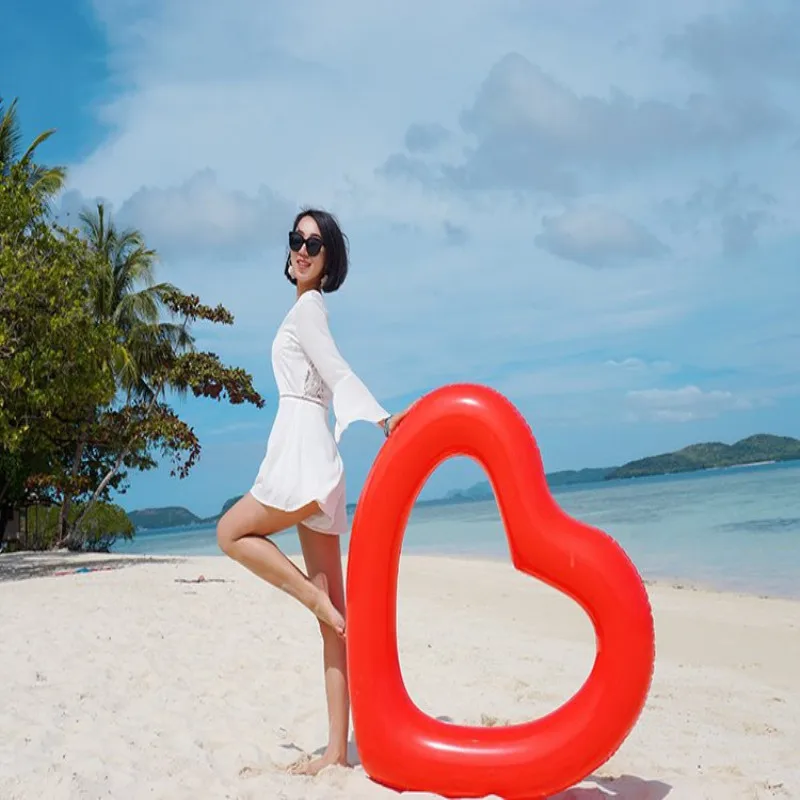 

FEWIYONI 90 / 120CM inflatable heart-shaped swimming ring love circle swimming floating love swimming circle summer water toys