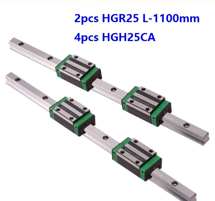 

2pcs China made HGR25 L-1100mm linear guide/rail + 4pcs HGH25CA linear narrow blocks CNC router parts