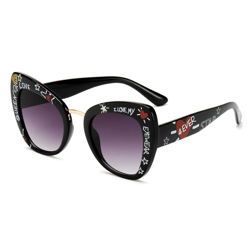 Кошачий глаз солнцезащитные очки женские очки с градиентными линзами большая оправа роскошные очки ретро Винтаж Кошачий глаз прозрачные солнцезащитные очки UV400 - Цвет линз: Black Gradual Grey