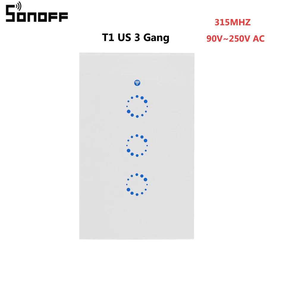 ITEAD Sonoff T1 стандарта ЕС, США, Великобритании Smart WiFi RF/приложение/сенсорный экран Управление настенный светильник Переключатель 1/2/3 настенный сенсорный выключатель Панель умный дом - Комплект: T1 US 3 Gang