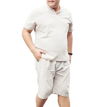 

MFERLIER men shirt Large size 5XL 6XL 7XL 8XL 9XL linen short sleeve shirt men 6 colors