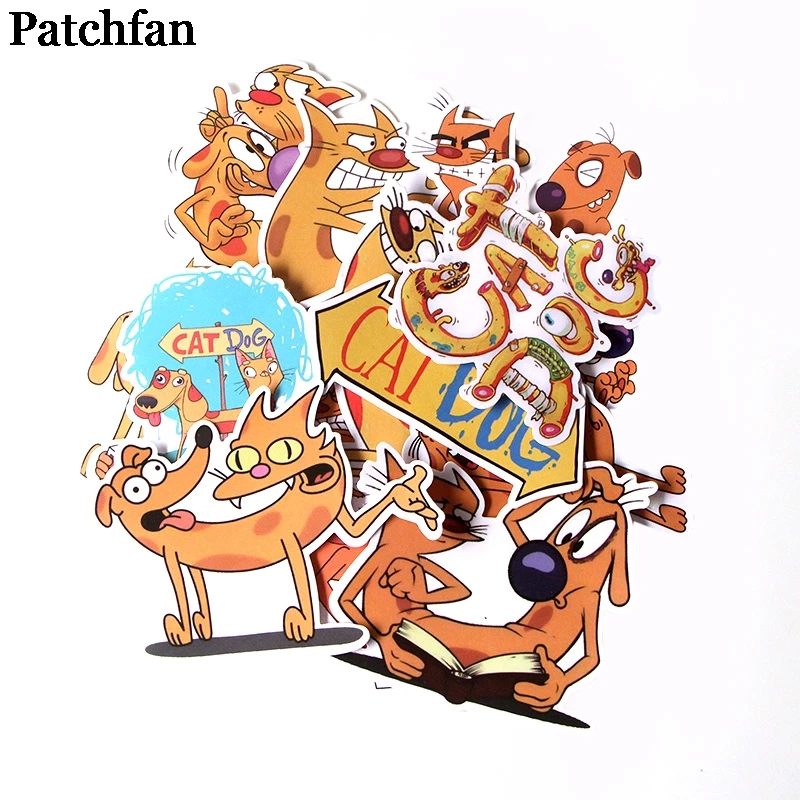 Patchfan 14 шт. наклейки Catdog для скрапбукинга, ноутбука, скейтборда, мотоцикла, украшения дома, наклейки на стену автомобиля, значки A2007