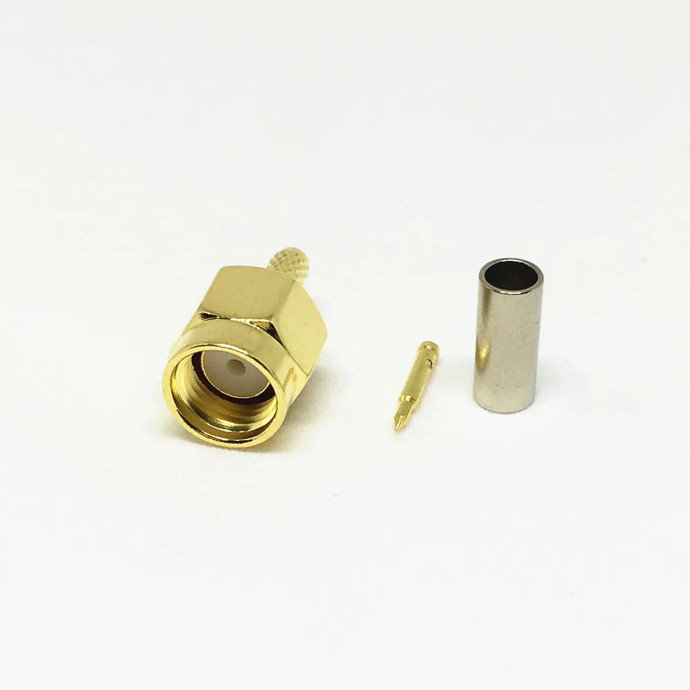 50 шт. Латунь SMA штекер Jack RF обжимной для LMR100 RG316 RG174 RG178 кабель прямой разъем