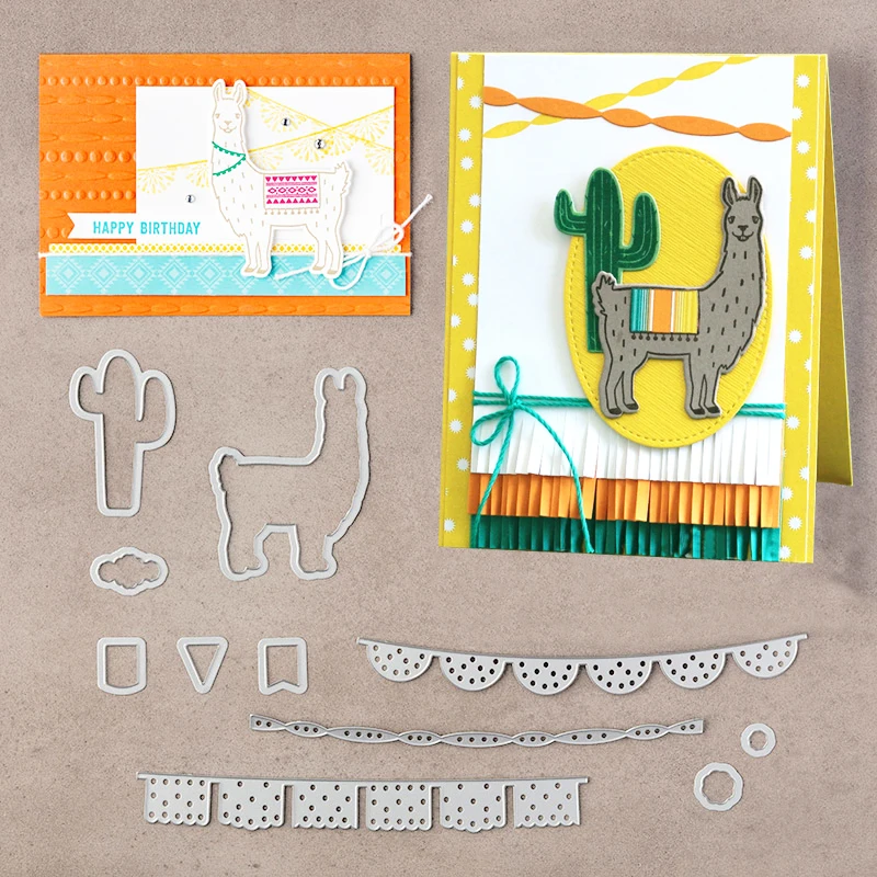 

2019 11pcs Desert alpaca Metal Cutting Dies Stamp Stencil for DIY Scrapbooking Photo Album Embossing Decorative Craft Die