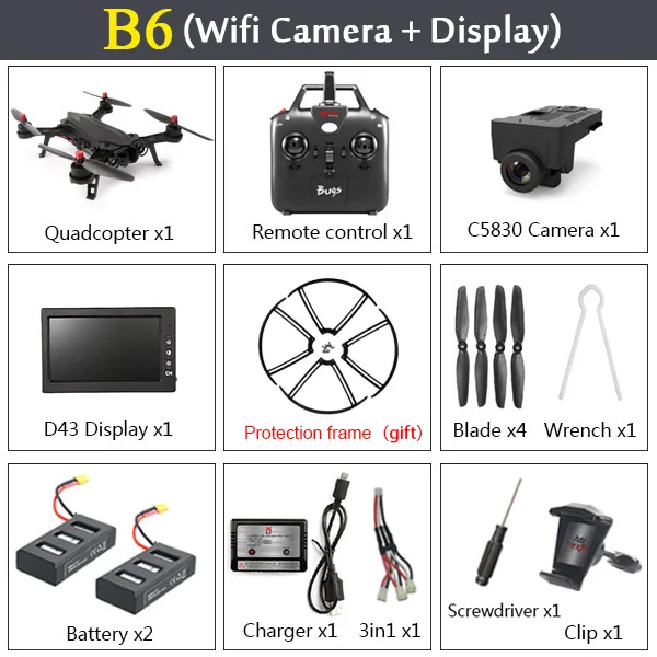 MJX Bugs 6 B6 2,4G Радиоуправляемый вертолет высокоскоростной бесщеточный двигатель Радиоуправляемый Дрон с FPV камерой передачи изображения в реальном времени Радиоуправляемый квадрокоптер - Цвет: C5830 D43