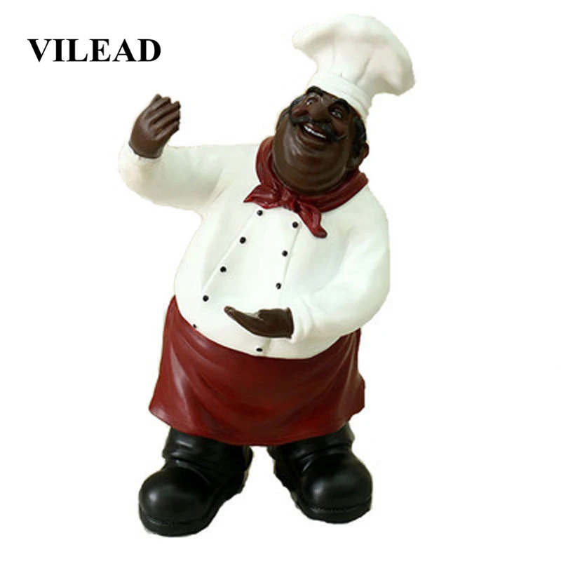 

VILEAD 36cm Resin Chef Holding A Wine Rack Figurines People Sculpture Home Table Display Restaurant Creative Nordic Soft Decor