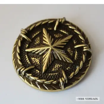 

(KB205) 10pc 1'' Western Texas Star Conchos with Barb Wire Brass-Color Screwback Metal Concho