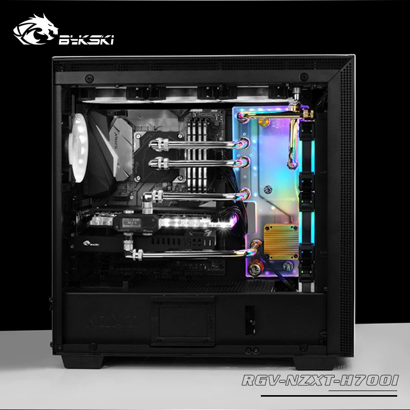 BYKSKI акриловая доска водный канал решение использовать для NZXT H700B компьютерный чехол для процессора и GPU Блок охлаждения/3PIN RGB светильник