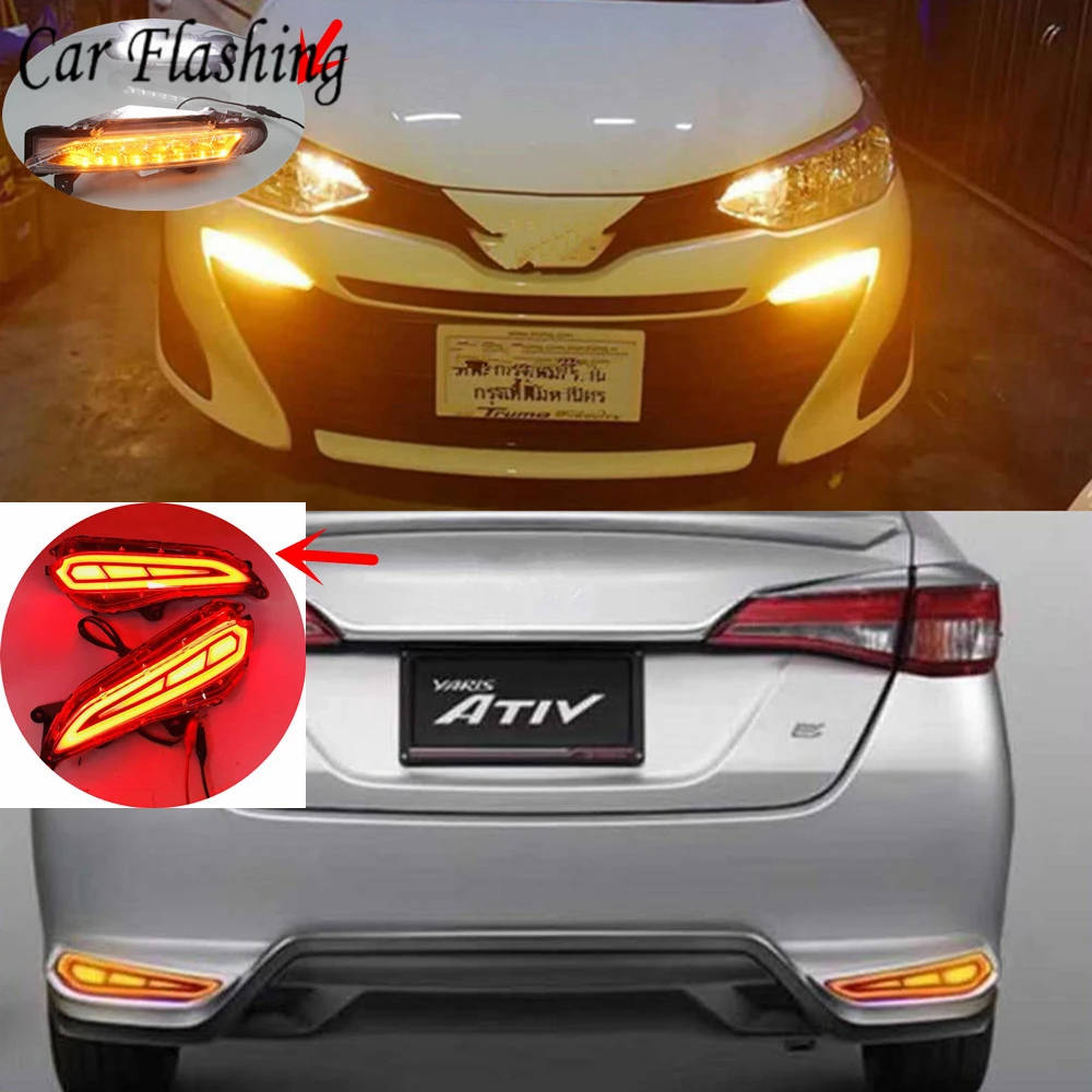 

Car Flashing 1Set DRL LED Daytime Running Light Rear Bumper Light Brake Lights Tail light For Toyota Yaris 2017 2018 2019