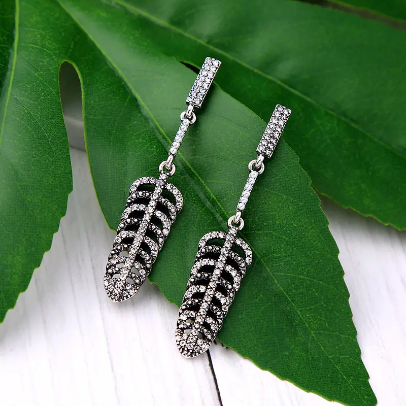 Fashion Crystal Opal Stone Earrings Rhinestone Inlaid Geometric Gold Color Metal Earrings Women Wedding Jewelry 2018 - Image 2