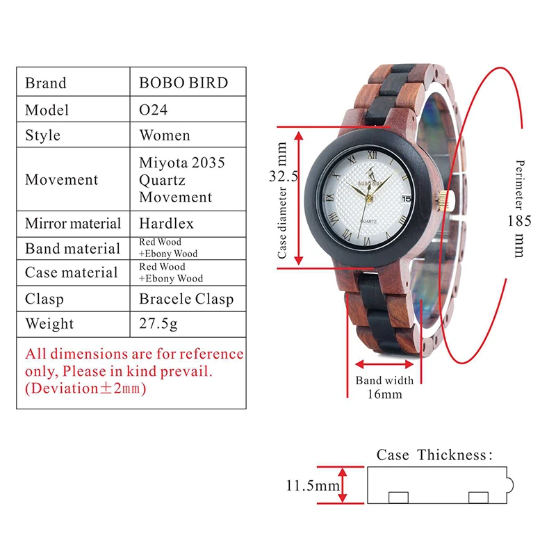 Бобо птица LO24 классический Для женщин Часы с Календари макет Дамы Кварцевые Деревянный Reloj Hombre может oem
