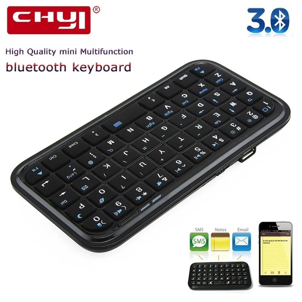 CHYI Mini Wireless Bluetooth Keyboard Ergonomic Portable Handheld Super
